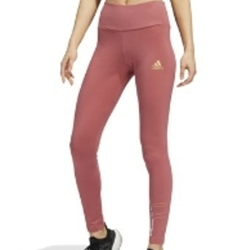 ADIDAS Cotton Blend Wonder High Rise Leggings In Pink, Size Large, New With Tags